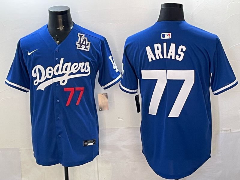 Men 2026 Los Angeles Dodgers #77 Arias Blue Game Nike MLB Jersey style 07->los angeles dodgers->MLB Jersey